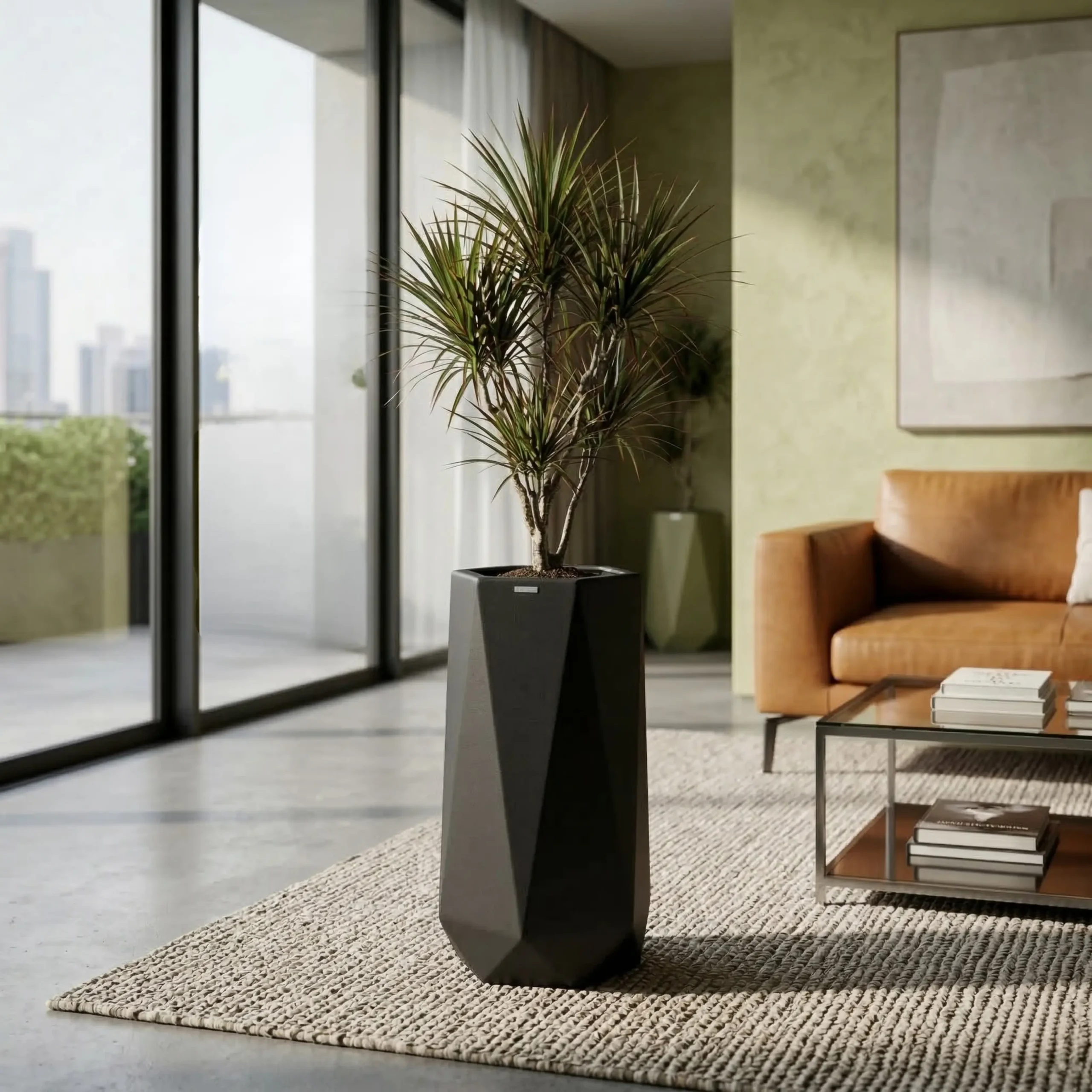 Pylon Tall Planter | Elgiem Pylon Tall planter in Absolute Black — architectural statement — Elgiem India