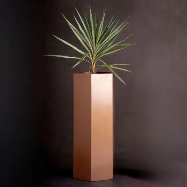 Pillar Tall slender stainless steel column floor planter — Elgiem