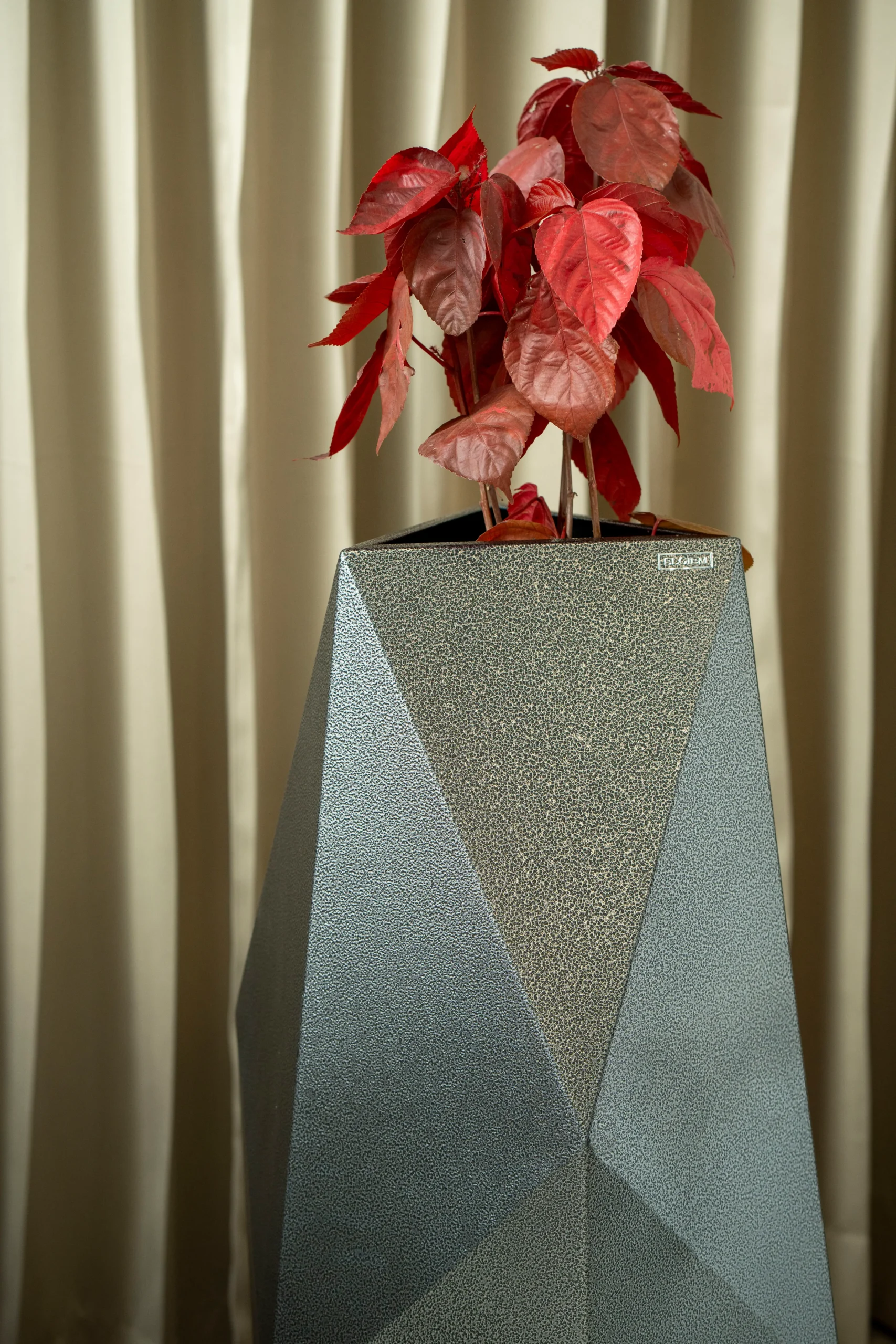 Pillar Tall slender stainless steel column floor planter — Elgiem